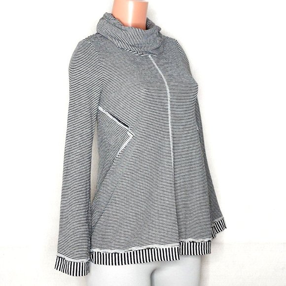 Maeve Tops - Maeve Anthropologie Cowl Neck Tunic Top Black White Stripe